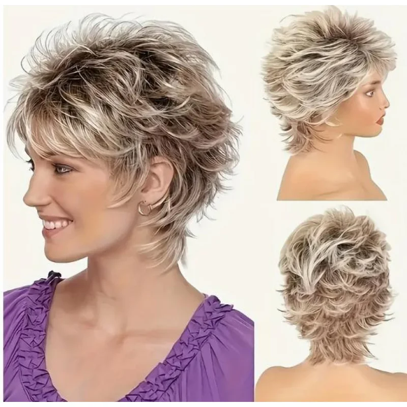 Women's Short Golden Brown Mixed Color Natural Stylish Fiber Full Top Wig
Women's Short Golden Brown Mixed Color Natural Stylish Fiber Full Top Wig