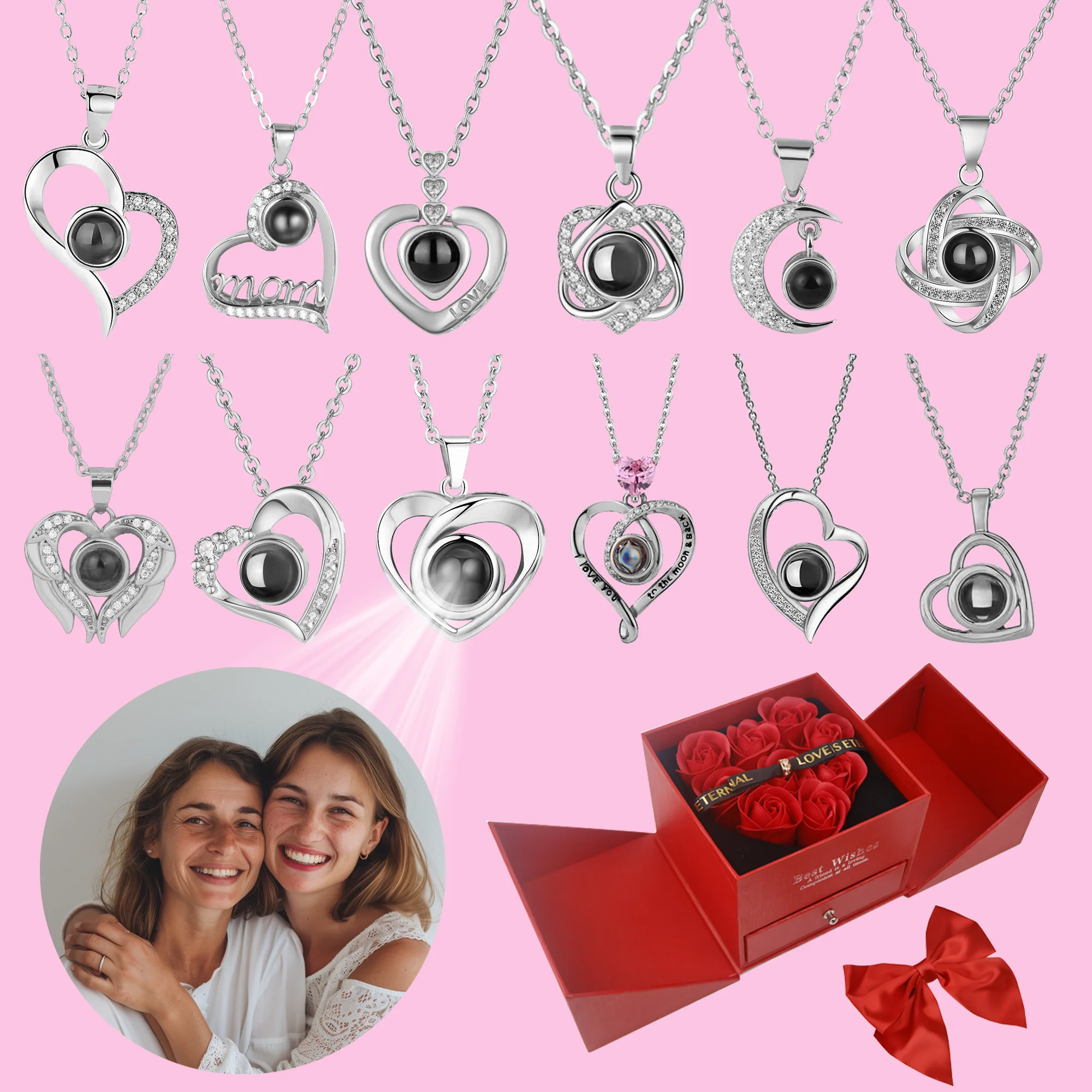 Customized Personalized Photo Projection Pendant Necklaces Accessories Jewelry Romantic Mother's Day Gift With Luxury Gift Box
Customized Personalized Photo Projection Pendant Necklaces Accessories Jewelry Romantic Mother's Day Gift With Luxury Gift Box