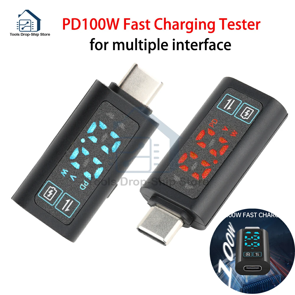 DC 5-24V Fast Charging Adapter Intelligent Digital Display Voltage Ammeter Power Meter PD100W Phone Charging Tester C to C
DC 5-24V Fast Charging Adapter Intelligent Digital Display Voltage Ammeter Power Meter PD100W Phone Charging Tester C to C