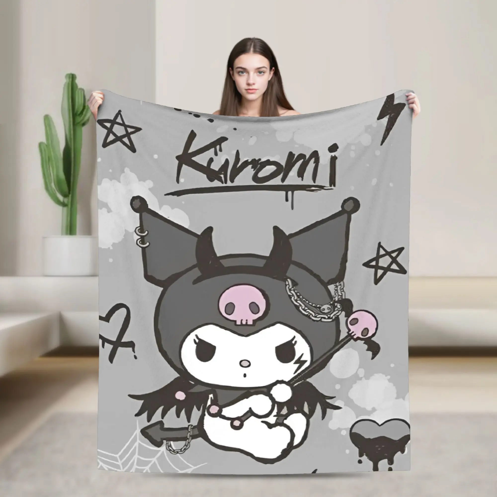 Cute Black Kuromi Knitted Blanket Cartoon Wool Throw Blanket Airplane Travel Decoration Soft Warm Bedspread
Cute Black Kuromi Knitted Blanket Cartoon Wool Throw Blanket Airplane Travel Decoration Soft Warm Bedspread