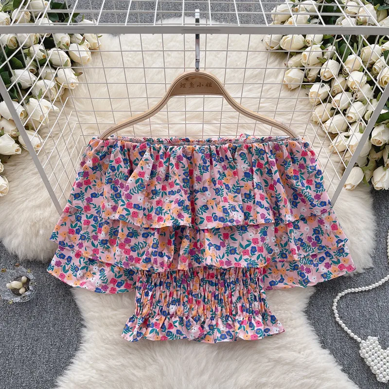 Girl style floral off shoulder shirt women's summer ruffle pleated design Top blouses
Girl style floral off shoulder shirt women's summer ruffle pleated design Top blouses