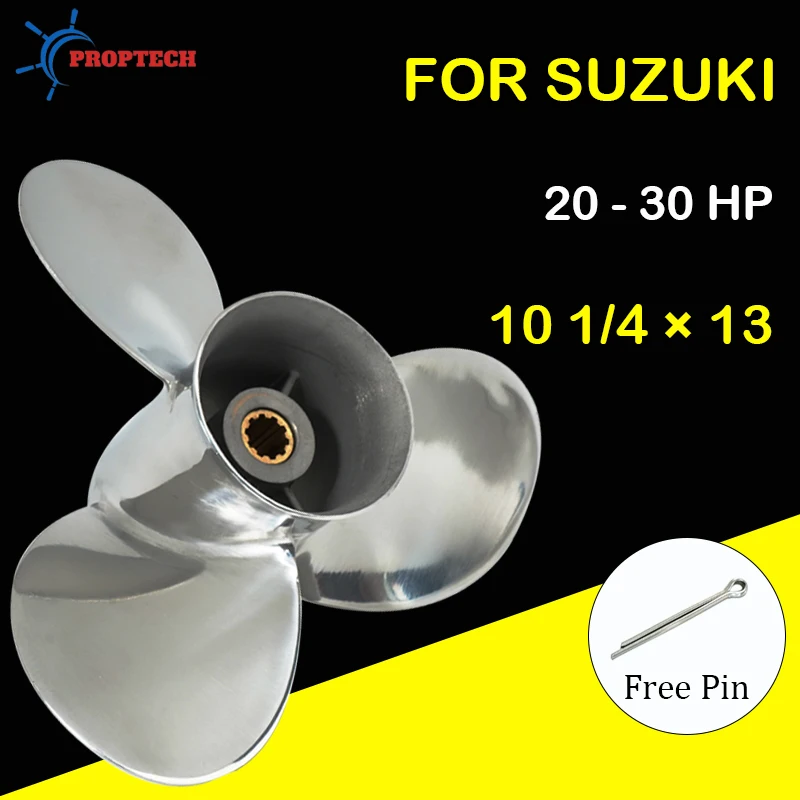For Suzuki Outboard Propeller 10 1/4 x 13 99105-00600-13P Fits 20-30 HP Boat Motors Stainless Steel Screw 3 Blade 10 Spline
For Suzuki Outboard Propeller 10 1/4 x 13 99105-00600-13P Fits 20-30 HP Boat Motors Stainless Steel Screw 3 Blade 10 Spline