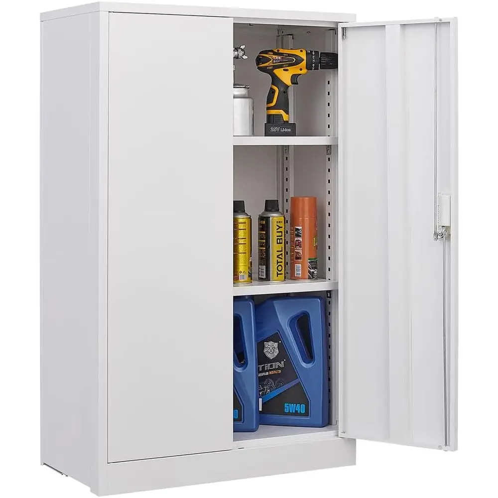 42 White Metal Lockable Storage Cabinet with 2 Adjustable Shelves for Home and Garage Use
42 White Metal Lockable Storage Cabinet with 2 Adjustable Shelves for Home and Garage Use