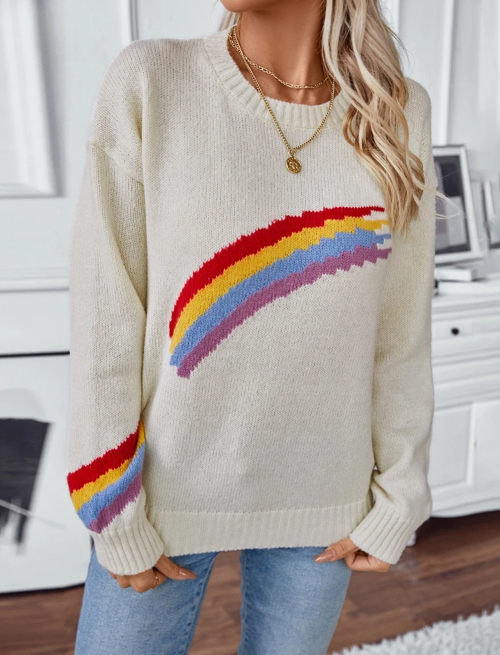 2024 Women's New Fashion Striped Jacquard Long Sleeve Casual Round Neck Loose Sweater Pullover, High Sales Pullover
2024 Women's New Fashion Striped Jacquard Long Sleeve Casual Round Neck Loose Sweater Pullover, High Sales Pullover