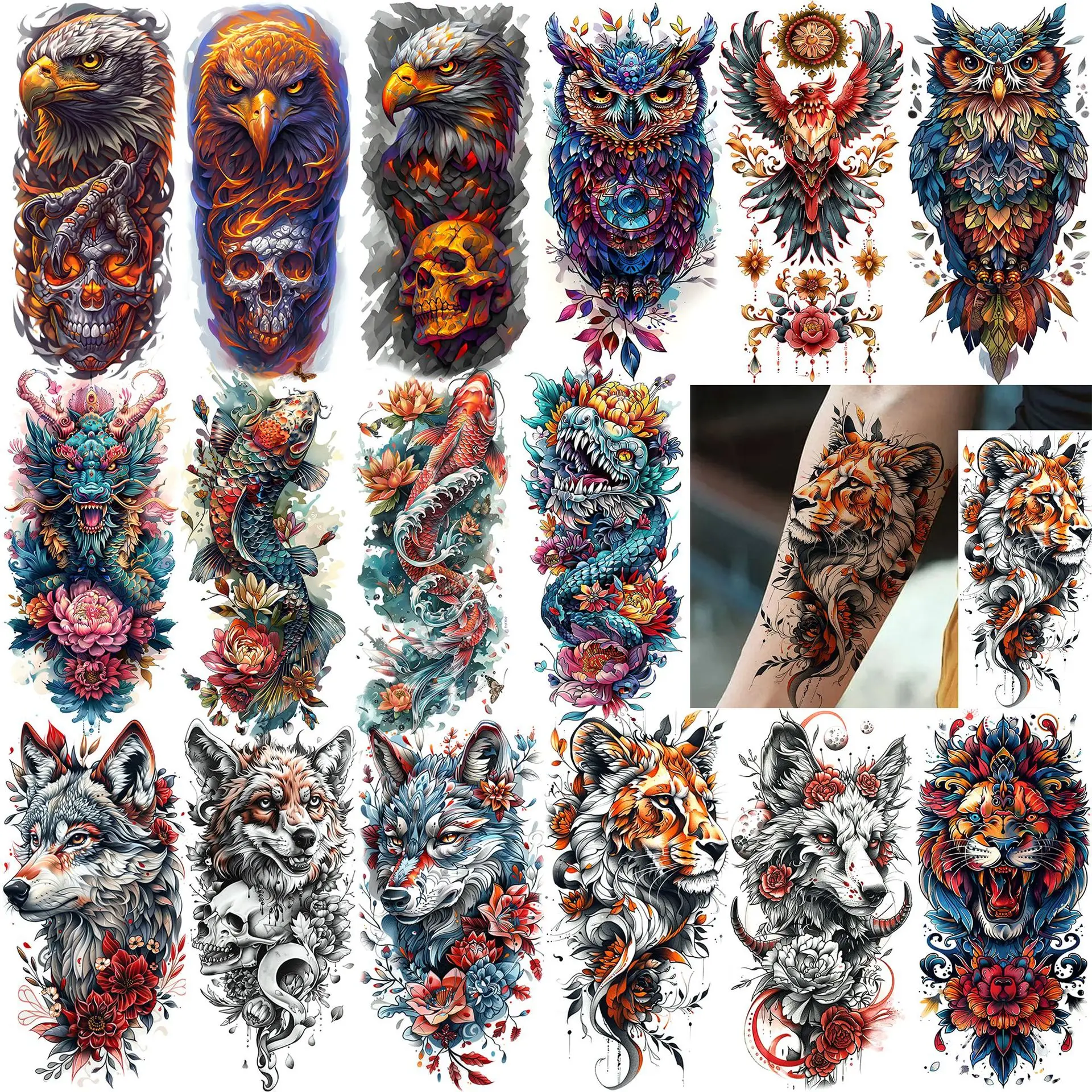 Eagle Wolf Dragon Temporary Tattoo Stickers Waterproof Non Toxic Long Lasting for Arm Calf Premium Quality Fade Resistant
Eagle Wolf Dragon Temporary Tattoo Stickers Waterproof Non Toxic Long Lasting for Arm Calf Premium Quality Fade Resistant
