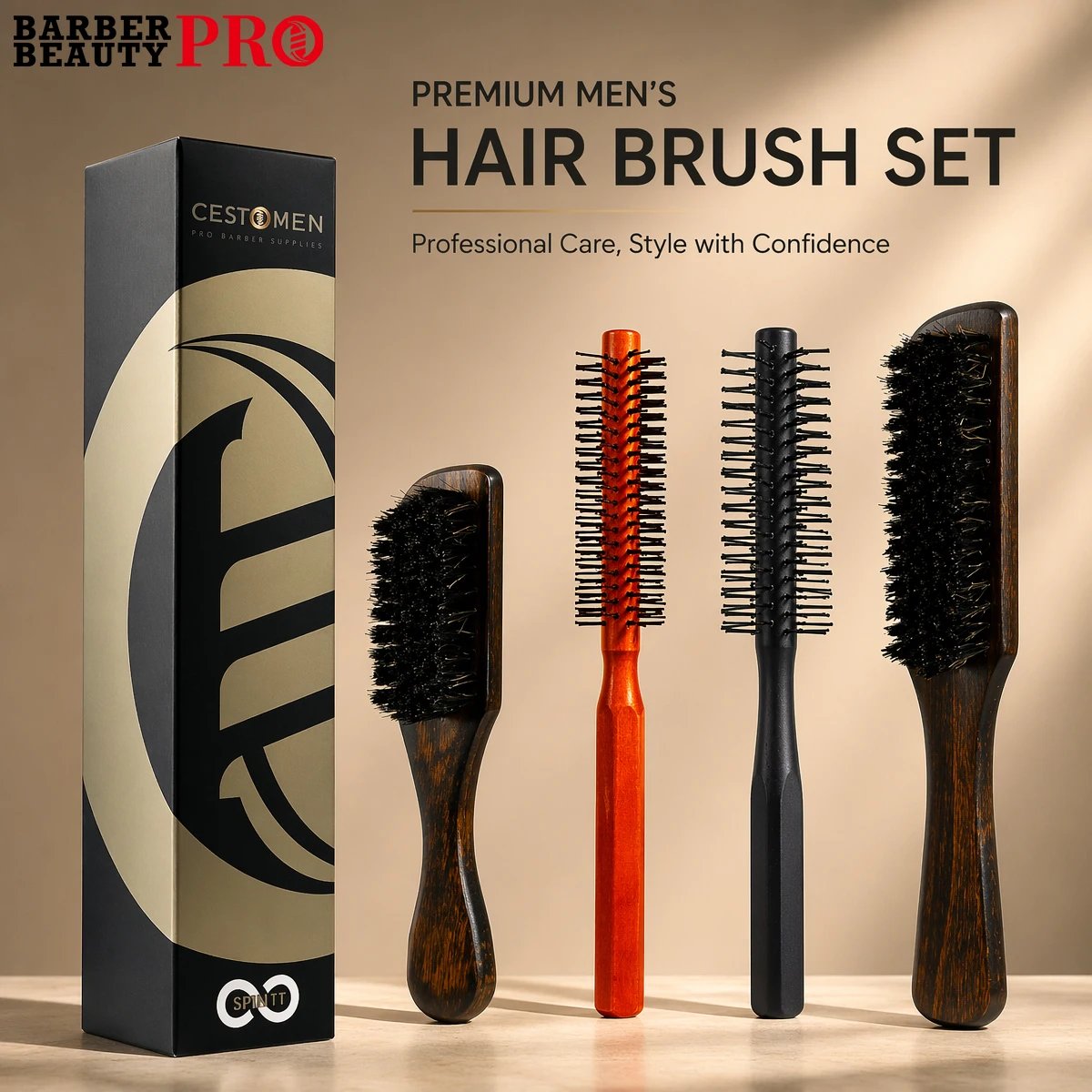 2Pcs Barber Brush Set - Natural Boar Bristle Beard Brush & Nylon Round Styling Brush with Wood Handle for Men Salon Home Use
2Pcs Barber Brush Set - Natural Boar Bristle Beard Brush & Nylon Round Styling Brush with Wood Handle for Men Salon Home Use