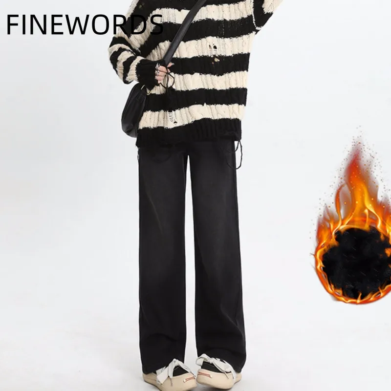 FINEWORDS High Waist Vintage Cashmere Winter Jeans Women Korean Wide Leg Baggy Thicken Jeans Warm Casual Streetwear Denim Pants
FINEWORDS High Waist Vintage Cashmere Winter Jeans Women Korean Wide Leg Baggy Thicken Jeans Warm Casual Streetwear Denim Pants