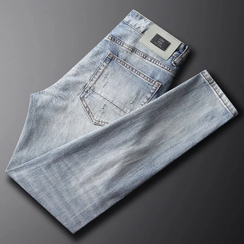 Street fashion splicing men's jeans with high-quality retro blue elastic slim fit and perforated jeans, men's designer hip-hop d
Street fashion splicing men's jeans with high-quality retro blue elastic slim fit and perforated jeans, men's designer hip-hop d