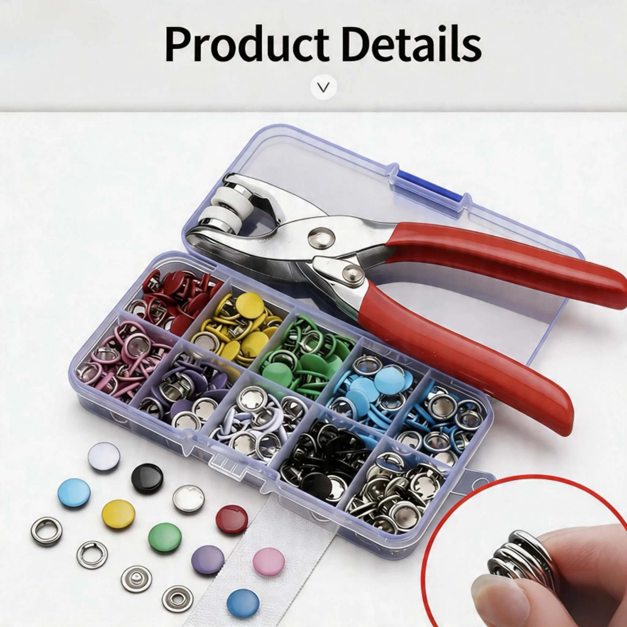 Snap Button Press Kit, 50/100 PCS Prong Rings & Metal Pliers for DIY Baby Children Clothing, Hollow Solid Rivet Buttons in Col
Snap Button Press Kit, 50/100 PCS Prong Rings & Metal Pliers for DIY Baby Children Clothing, Hollow Solid Rivet Buttons in Col