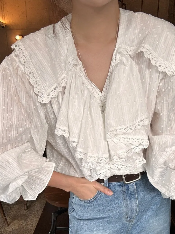 Ele French Sle Women's irt Spring New Arrival White Embroidered Floral Pattern Stand Collar Long Sve Breathable
Ele French Sle Women's irt Spring New Arrival White Embroidered Floral Pattern Stand Collar Long Sve Breathable