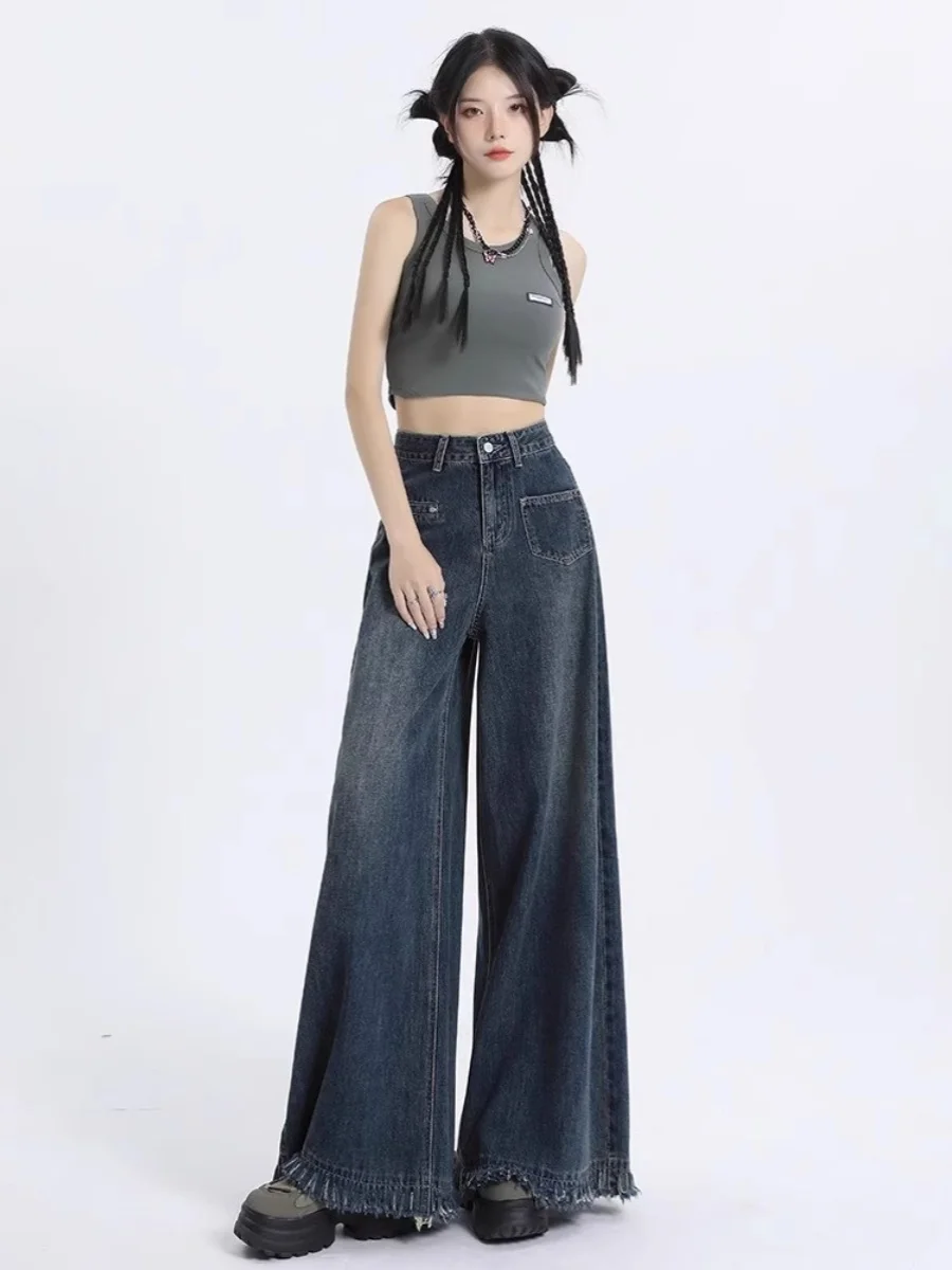 High Waist Wide Leg Denim Jeans Women's Spring Autumn New Style Loose Long Pants Tassel Hemline Floor-Length plus Size
High Waist Wide Leg Denim Jeans Women's Spring Autumn New Style Loose Long Pants Tassel Hemline Floor-Length plus Size