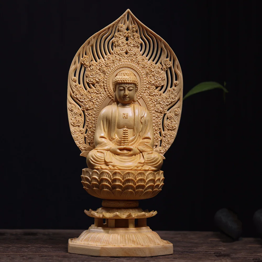 CZ yellow poplar juniper wood carving lotus Amitabha statue ornament Sakyamuni Buddha character Medicine crafts
CZ yellow poplar juniper wood carving lotus Amitabha statue ornament Sakyamuni Buddha character Medicine crafts