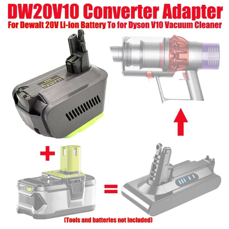 HAKSINKY V10 Adapter RYO18V10 for Ryobi 18V Battery Convert To Work for Dyson V10 SV12 Animal Absolute Handheld Vacuum Cleaner
HAKSINKY V10 Adapter RYO18V10 for Ryobi 18V Battery Convert To Work for Dyson V10 SV12 Animal Absolute Handheld Vacuum Cleaner