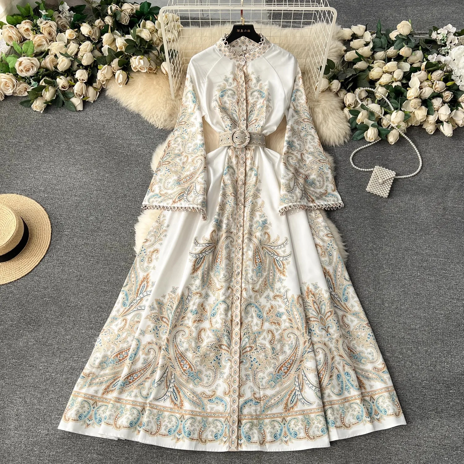 2024 New Women Spring Summer Fall Vintage Floral Print Stand Collar Flare Sleeve Belt Single Breasted Boho Beach Holiday Dresses
2024 New Women Spring Summer Fall Vintage Floral Print Stand Collar Flare Sleeve Belt Single Breasted Boho Beach Holiday Dresses