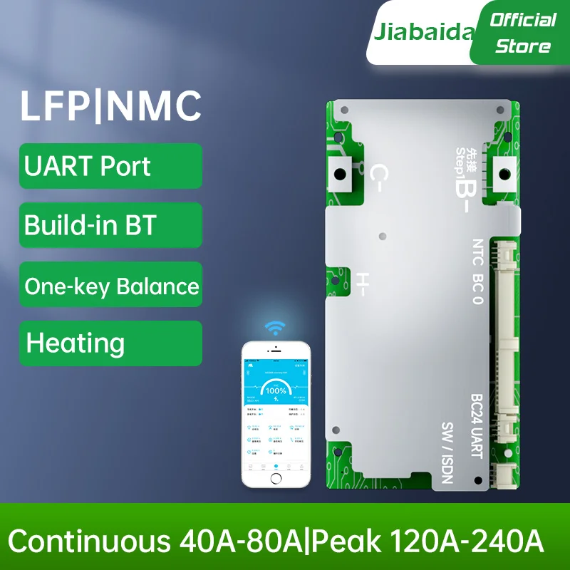 Jiabaida 40A 50A 60A 80A Electric Tricycle Smart BMS 10S 11S 12S 13S 14S 36V 15S 16S 48V 19S 20S 60V LiFePO4 Li-ion BMS with BT
Jiabaida 40A 50A 60A 80A Electric Tricycle Smart BMS 10S 11S 12S 13S 14S 36V 15S 16S 48V 19S 20S 60V LiFePO4 Li-ion BMS with BT