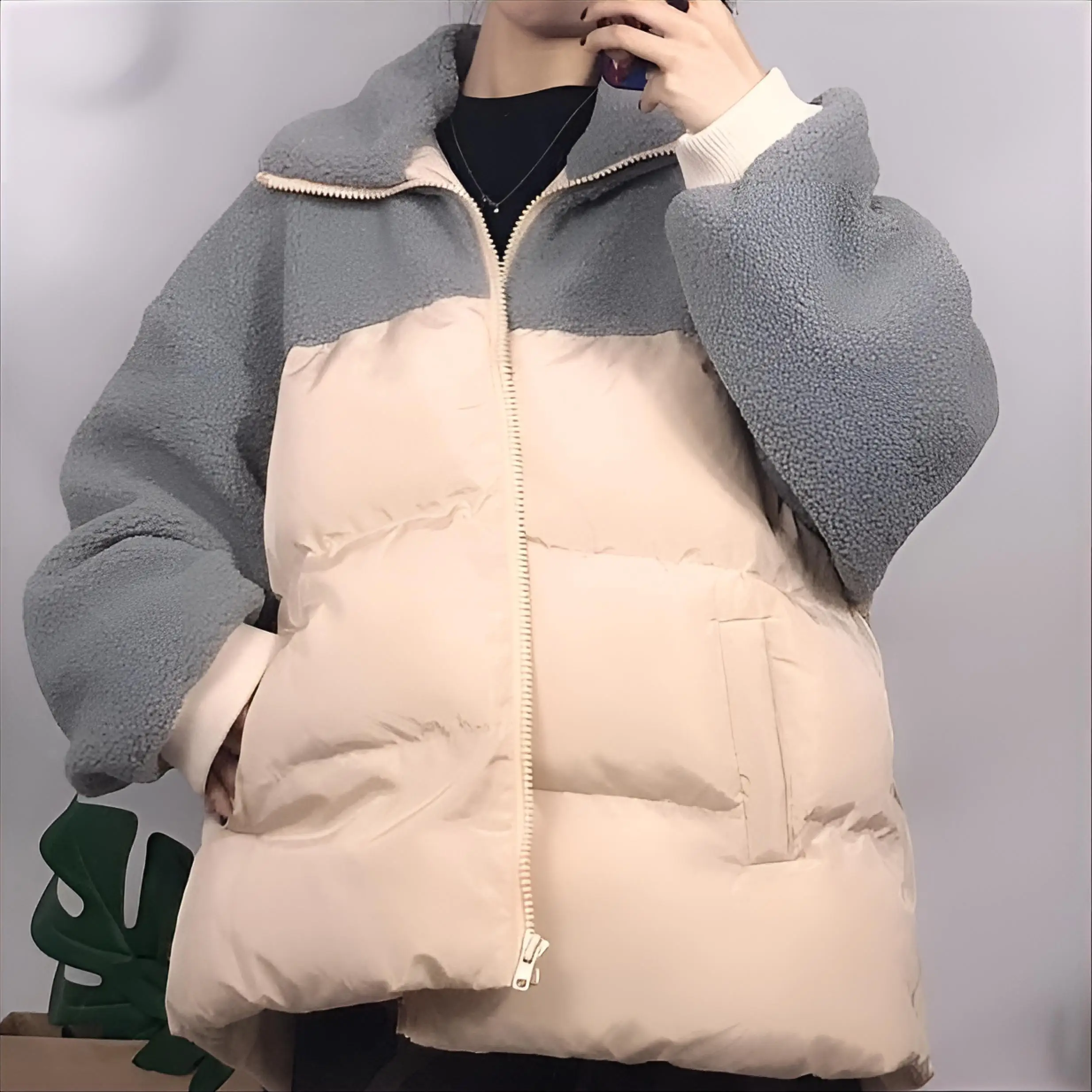 Lamb Wool Jacket New Outerwear Woman Distressed Leather Aged Finish Asymmetric Zip Hardware Details Quilted Panel Detail Buckle
Lamb Wool Jacket New Outerwear Woman Distressed Leather Aged Finish Asymmetric Zip Hardware Details Quilted Panel Detail Buckle