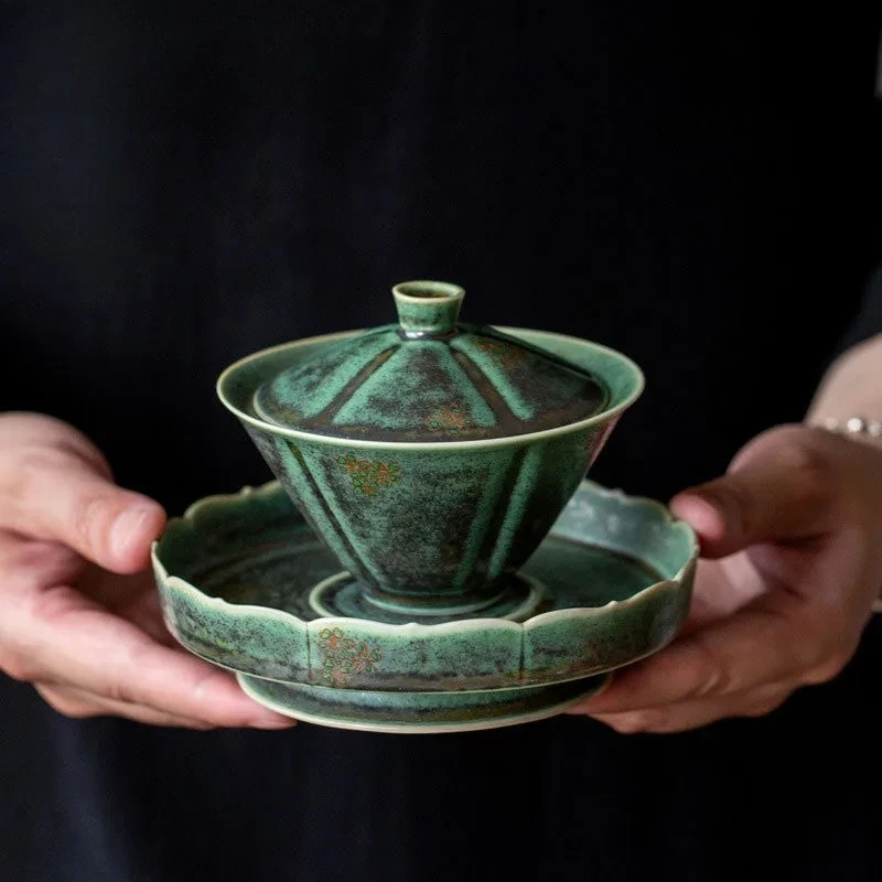 Kiln Fambe Banana Leaves Green Bamboo Hats Gaiwan Elegant Tea Tureen Bowl With Lid Kit Brewing Cover Bowl For Tea Gift
Kiln Fambe Banana Leaves Green Bamboo Hats Gaiwan Elegant Tea Tureen Bowl With Lid Kit Brewing Cover Bowl For Tea Gift