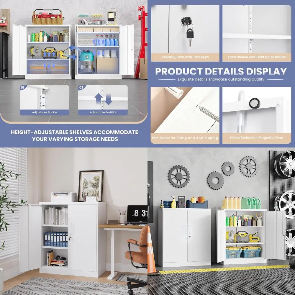 2-Door Metal Storage Cabinet with 2 Adjustable Shelves, Secure Lockable Cabinet for Home, Office, Garage, and School Use
2-Door Metal Storage Cabinet with 2 Adjustable Shelves, Secure Lockable Cabinet for Home, Office, Garage, and School Use