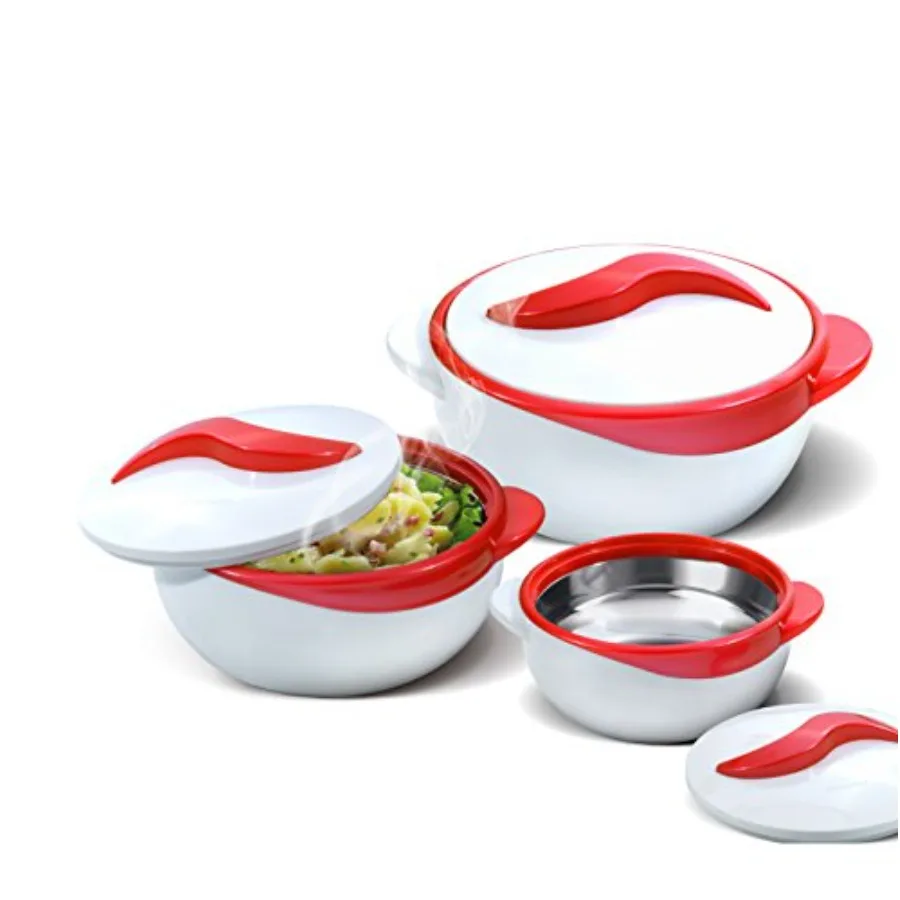 Insulated Casserole Dish with Lid 3 pc. Set 2.6/1.5/1 qt. Hot Pot Food Warmer/Cooler Thermal Soup/Salad Serving Bowl- Stainless
Insulated Casserole Dish with Lid 3 pc. Set 2.6/1.5/1 qt. Hot Pot Food Warmer/Cooler Thermal Soup/Salad Serving Bowl- Stainless