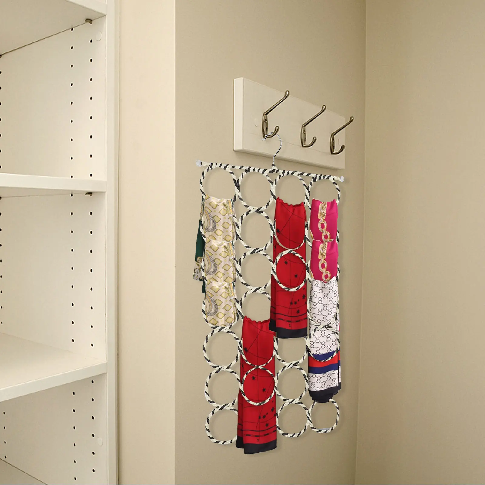 1pc Multi-Piece Paper Rattan Scarf Hangers Iron Design Household Clothes Storage Organizer For Scarves Ties Belts Display Rack
1pc Multi-Piece Paper Rattan Scarf Hangers Iron Design Household Clothes Storage Organizer For Scarves Ties Belts Display Rack
