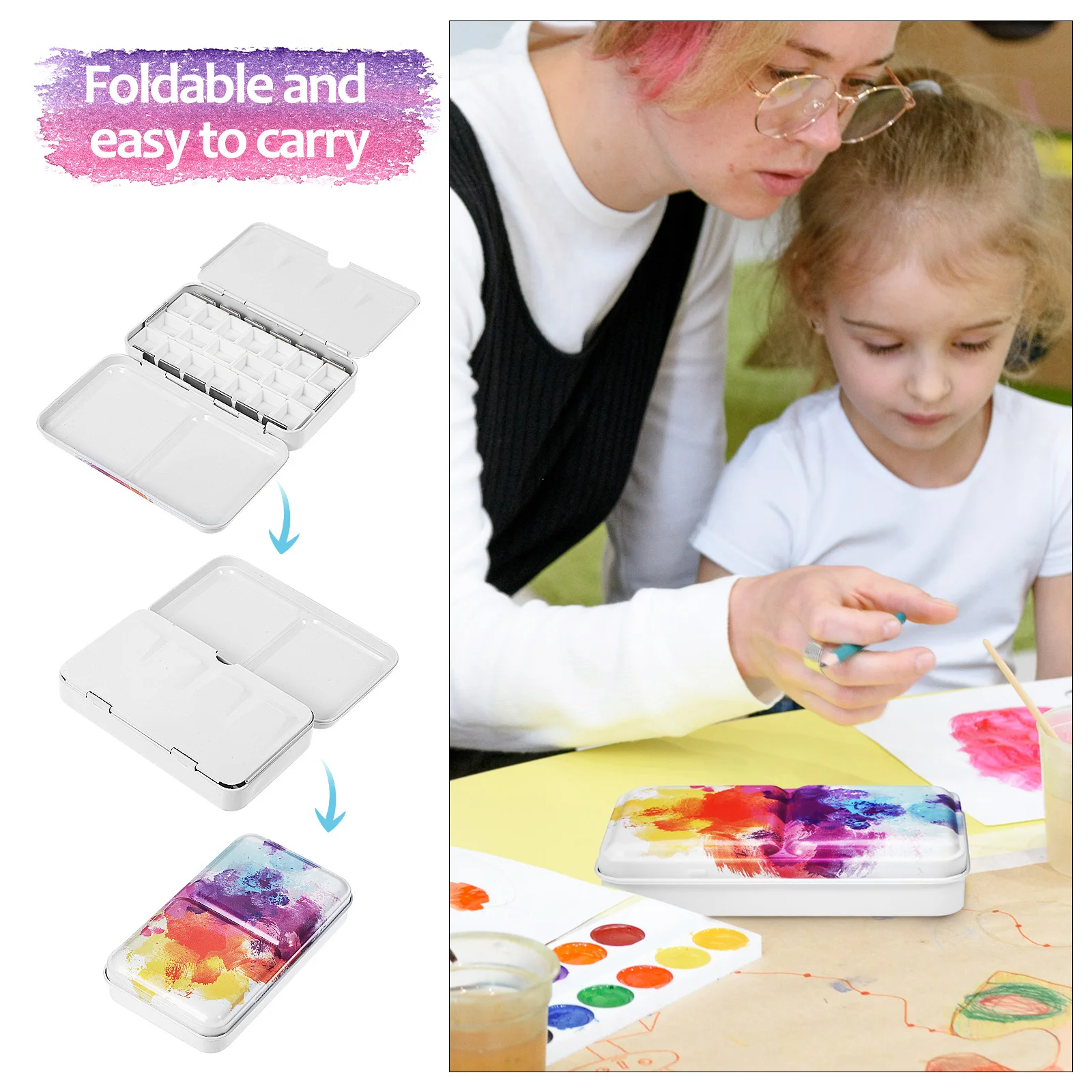 1Set Watercolor Palette Empty Metal Tin Travel Painting Pigment Box Portable Mixing Tray Watercolor Paint Holder Storage
1Set Watercolor Palette Empty Metal Tin Travel Painting Pigment Box Portable Mixing Tray Watercolor Paint Holder Storage