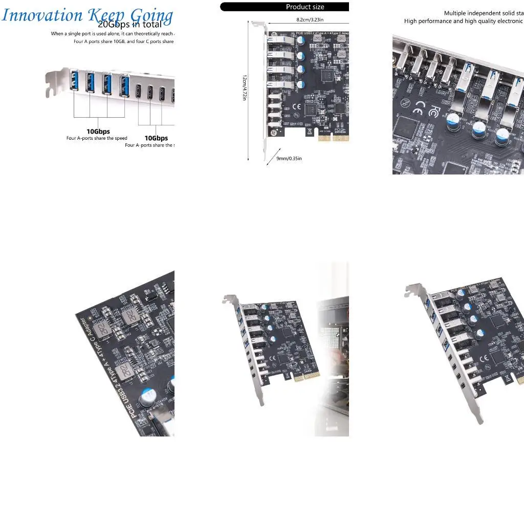 E65C PCIe to USB 3.2 and TypeC Expansion Card Featuring 4 USB3.2 and 4 Type C at 10Gb
E65C PCIe to USB 3.2 and TypeC Expansion Card Featuring 4 USB3.2 and 4 Type C at 10Gb