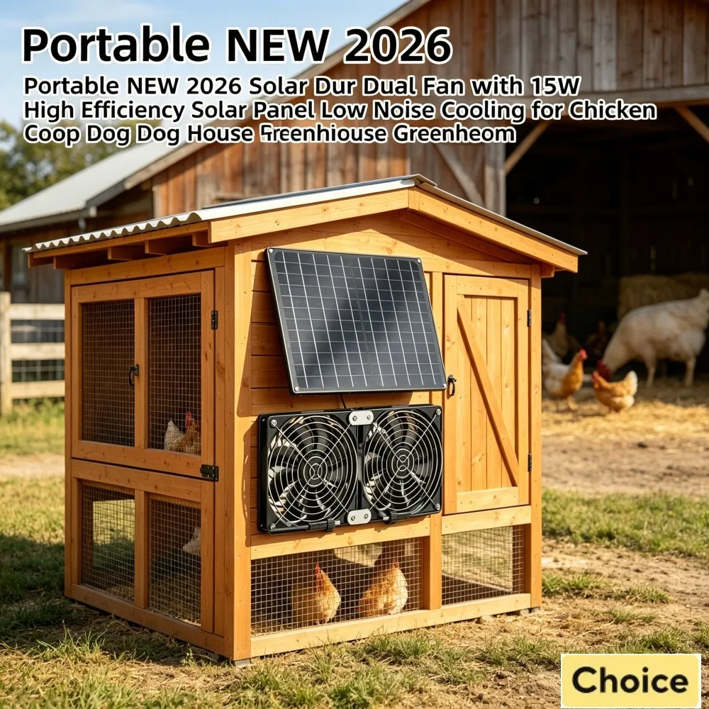2026 New Solar Powered Dual Fan with 15-20W Waterproof Solar Panel Low Noise for Greenhouse Chicken Coop Dog Kennel RV
2026 New Solar Powered Dual Fan with 15-20W Waterproof Solar Panel Low Noise for Greenhouse Chicken Coop Dog Kennel RV