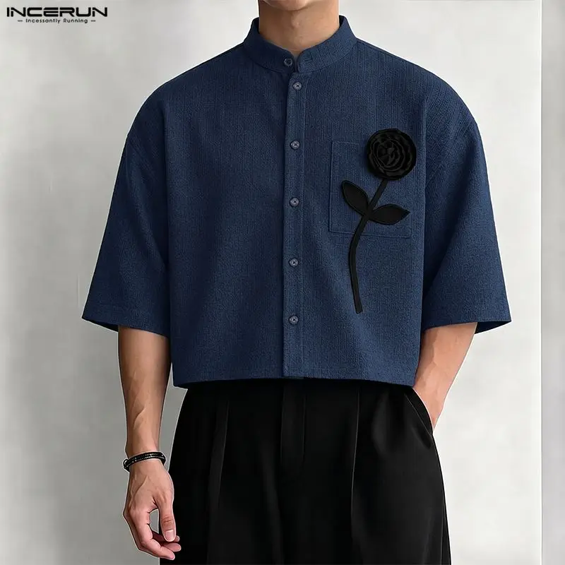 INCERUN Men's Shirt Flower Patchwork Stand Collar Half Sleeve Menswear Clothing Summer Korean Style Fashion Casual Tops Shirts
INCERUN Men's Shirt Flower Patchwork Stand Collar Half Sleeve Menswear Clothing Summer Korean Style Fashion Casual Tops Shirts
