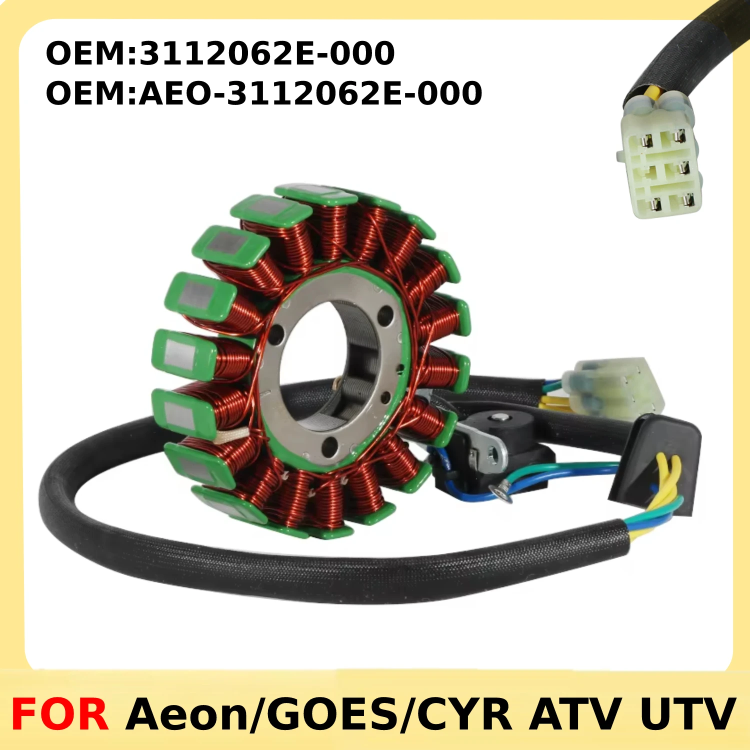 Motorcycle Generator Stator Coil Comp For Aeon UTV Cube 350 4WD ATV Bistrada 3.5 Crossland 350 350RX OEM:3112062E-000
Motorcycle Generator Stator Coil Comp For Aeon UTV Cube 350 4WD ATV Bistrada 3.5 Crossland 350 350RX OEM:3112062E-000