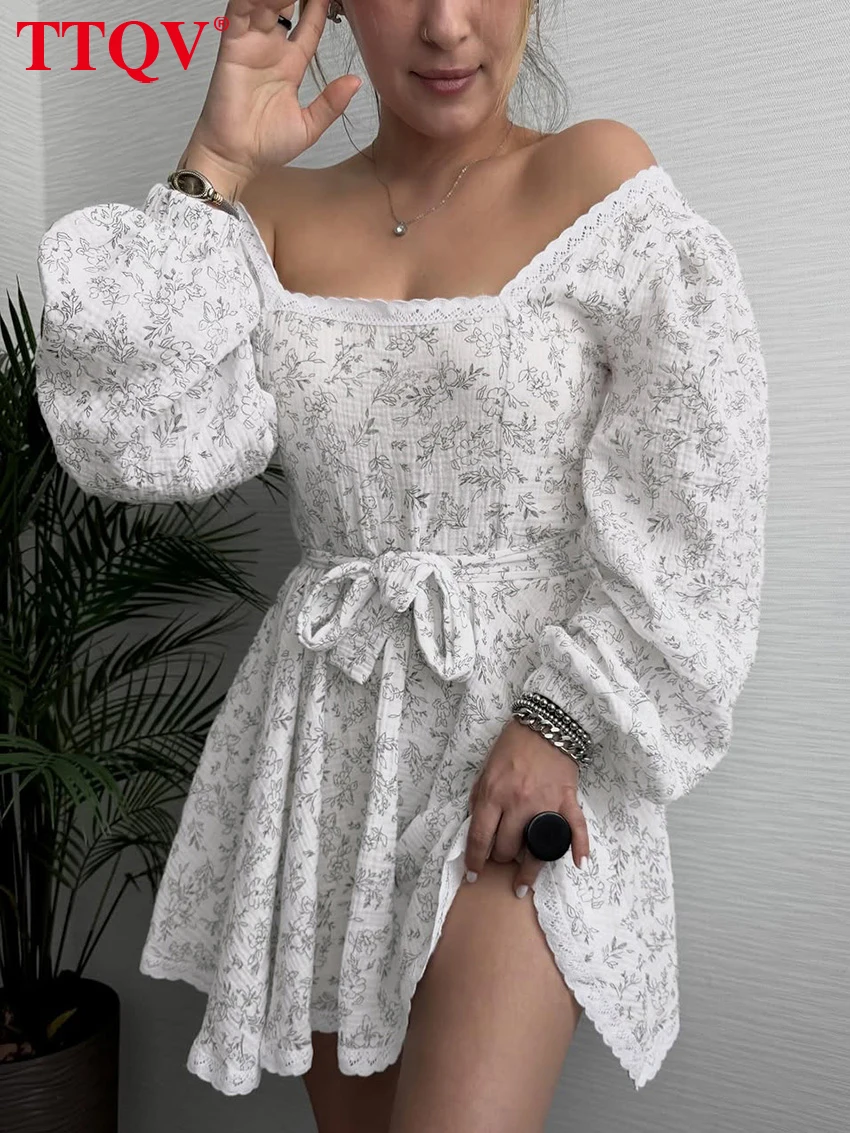TTQV Fashion Loose Cotton Women's Dress 2026 Autumn Square Collar Puff Sleeve Mini Dresses Elegant Classic Lace-Up Female Dress
TTQV Fashion Loose Cotton Women's Dress 2026 Autumn Square Collar Puff Sleeve Mini Dresses Elegant Classic Lace-Up Female Dress
