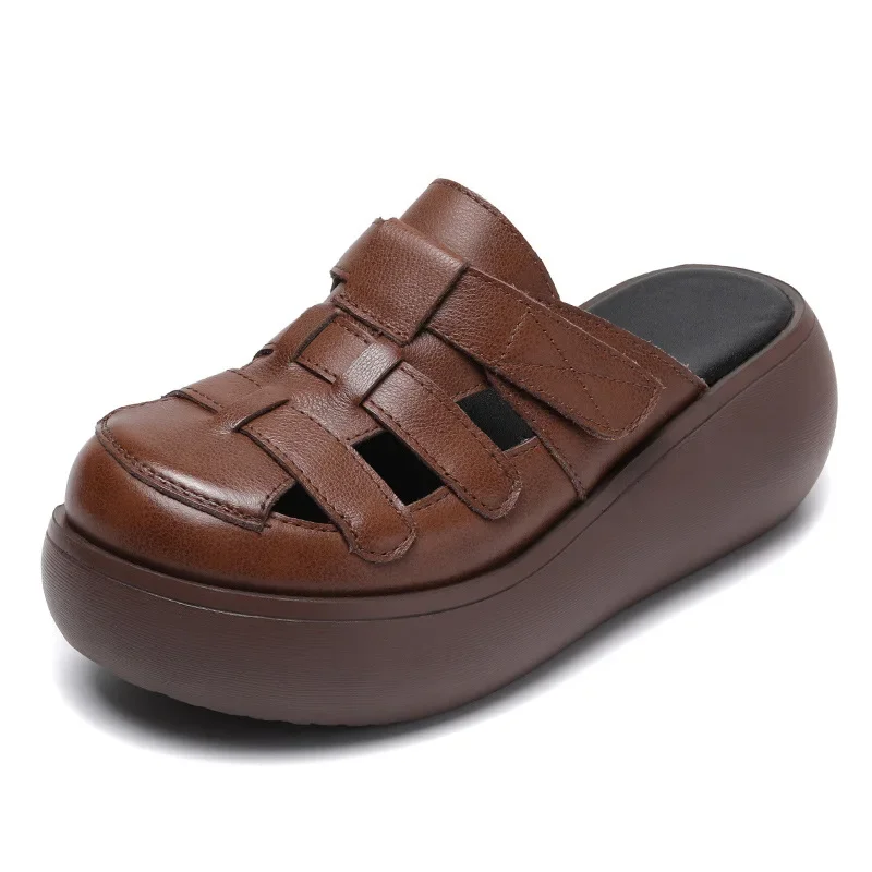 Genuine Leather Summer Women's Shoes Thick Soled Women's Sandals Knit Cowhide Platform Slippers Soft Lightweight Retro Nostalgia
Genuine Leather Summer Women's Shoes Thick Soled Women's Sandals Knit Cowhide Platform Slippers Soft Lightweight Retro Nostalgia