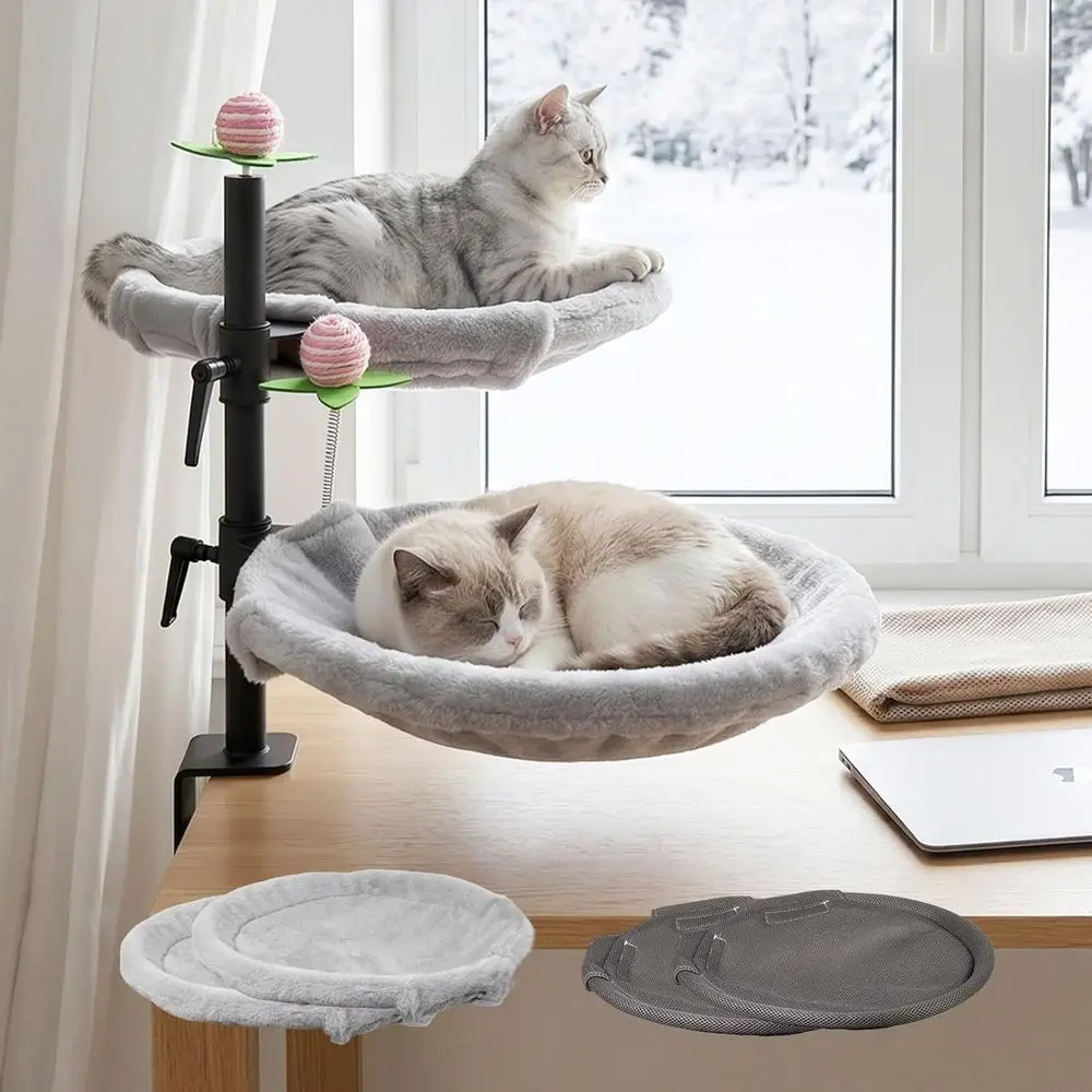 Rotating Adjustable Desk Mount Cat Bed with Mesh and Sisal Accessories, Ergonomic for Remote Workers, Gamers, and Office Staff -
Rotating Adjustable Desk Mount Cat Bed with Mesh and Sisal Accessories, Ergonomic for Remote Workers, Gamers, and Office Staff -