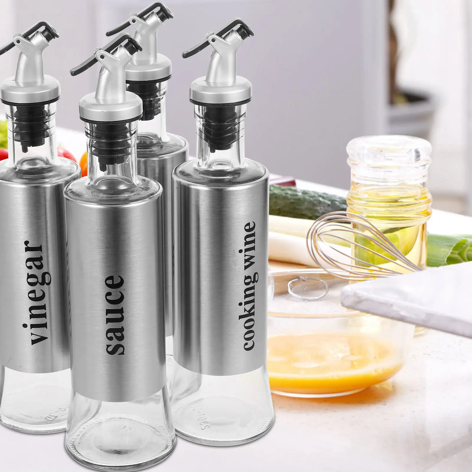 4Pcs Sauce Dispenser Bottles Oil Dispenser with Drip Free Design for Olive Oil Vinegar Soy Sauce Wine Kitchen Supplies
4Pcs Sauce Dispenser Bottles Oil Dispenser with Drip Free Design for Olive Oil Vinegar Soy Sauce Wine Kitchen Supplies