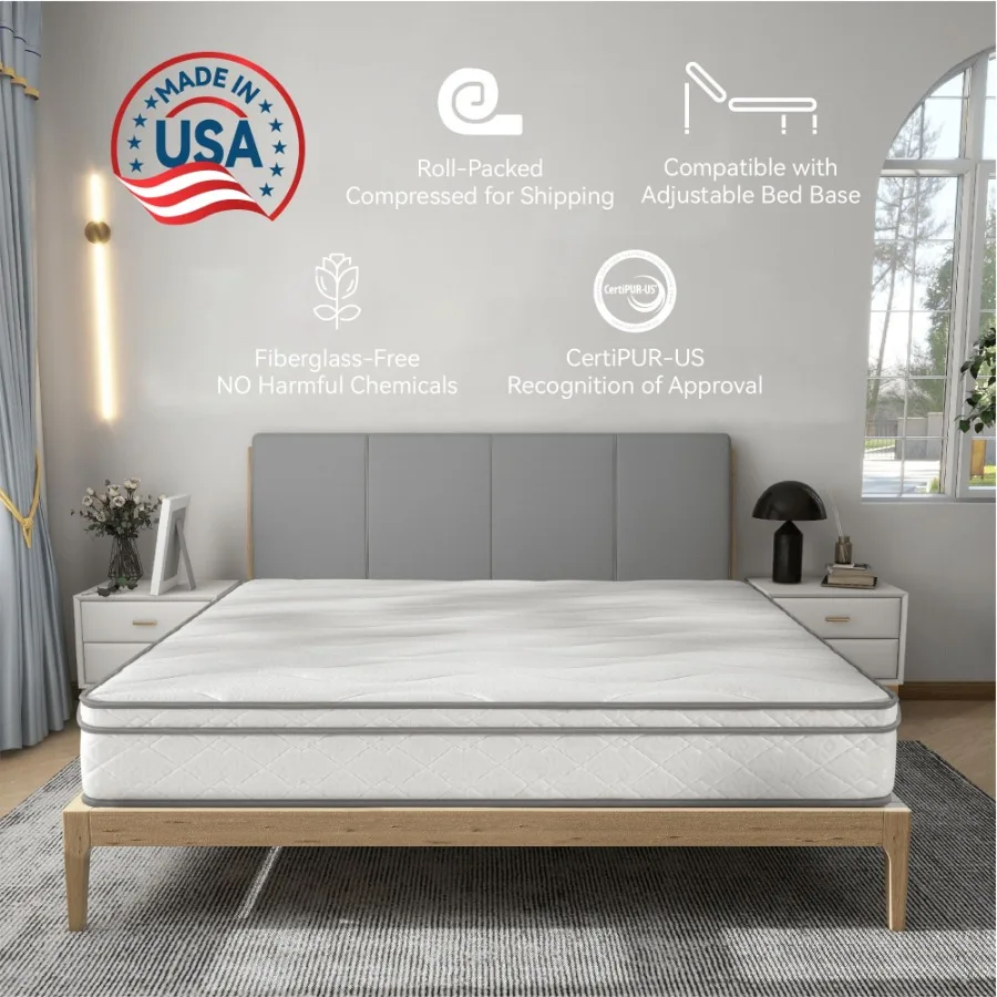 King Size Mattress 12 Inch Hybrid Mattress in a Box with Gel Memory Foam Individually Wrapped Pocket Coils Innerspring for Brea
King Size Mattress 12 Inch Hybrid Mattress in a Box with Gel Memory Foam Individually Wrapped Pocket Coils Innerspring for Brea