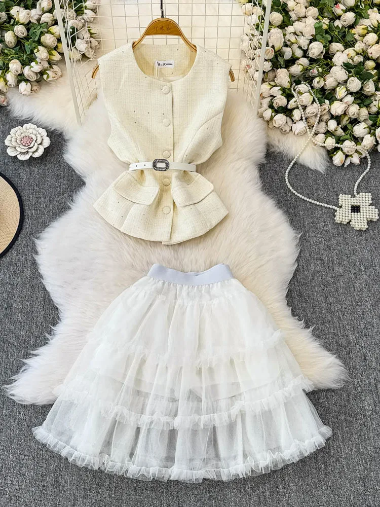 Весна-лето 2021, комплект жилета для похудения с высокой талией Ele Ladylike No Sve, маленькая юбка-тортик с завязкой на талии
Весна-лето 2021, комплект жилета для похудения с высокой талией Ele Ladylike No Sve, маленькая юбка-тортик с завязкой на талии