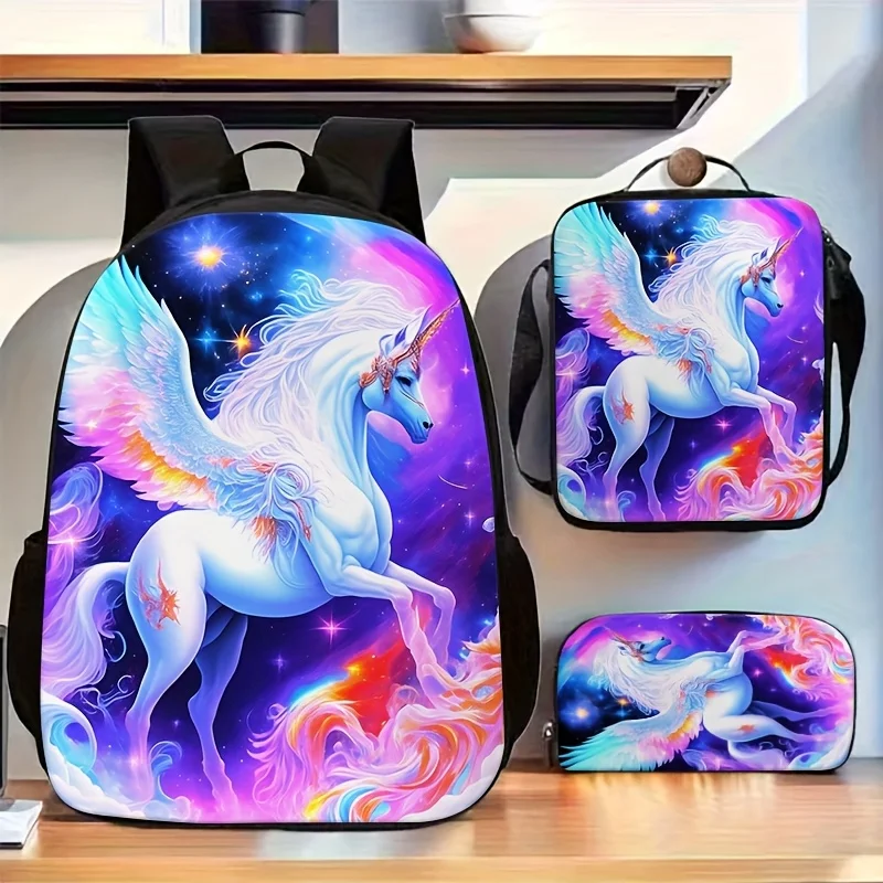 3pcs Set of Starry Unicorn Print Unisex Backpacks, Including Pencil Case And Crossbody Bag. Large Capacity Laptop Backpack, Suit
3pcs Set of Starry Unicorn Print Unisex Backpacks, Including Pencil Case And Crossbody Bag. Large Capacity Laptop Backpack, Suit