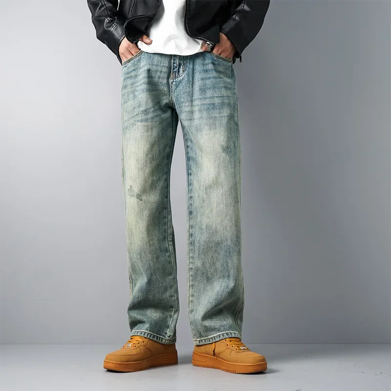 LIBIELIY Four Seasons Men's Washed Light Blue Wide Leg Straight Jeans Pants American Vintage Loose Casual Trendy Denim Trouser
LIBIELIY Four Seasons Men's Washed Light Blue Wide Leg Straight Jeans Pants American Vintage Loose Casual Trendy Denim Trouser