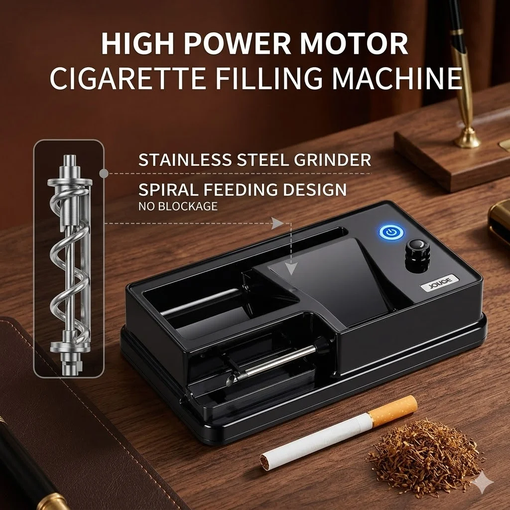 Automatic Electric Cigarette Rolling Machine with 6.5/8mm Injector, Tobacco Grinder & Filler, Fast Rolling, Smoking Accessories
Automatic Electric Cigarette Rolling Machine with 6.5/8mm Injector, Tobacco Grinder & Filler, Fast Rolling, Smoking Accessories