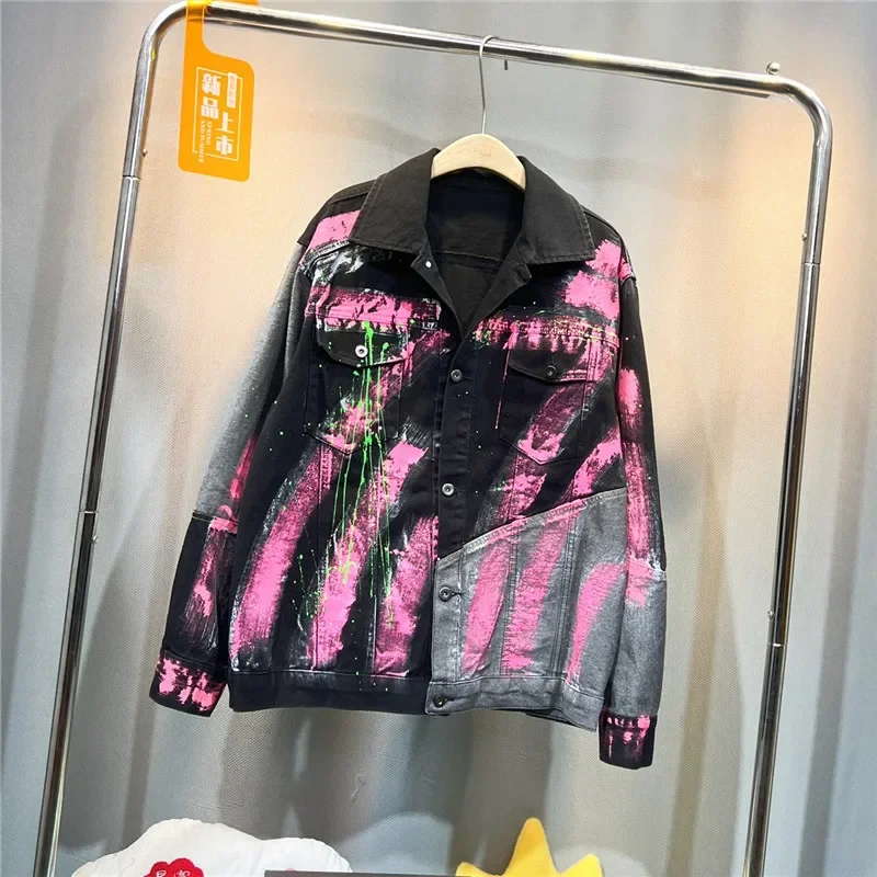 Harajuku Vintage Hand-painted Graffiti Print Contrast Color Patchwork Black Denim Jacket Spring Loose Casual Women Jeans Jacket
Harajuku Vintage Hand-painted Graffiti Print Contrast Color Patchwork Black Denim Jacket Spring Loose Casual Women Jeans Jacket