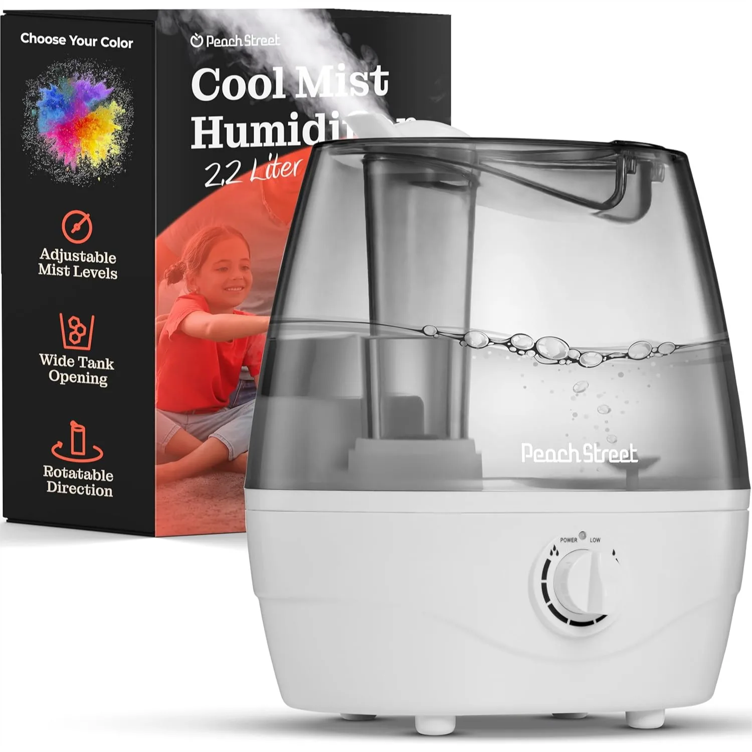 Quiet Cool Mist Humidifier 2.2L for Bedroom, Baby Room, Auto-Shut Off, Adjustable Mist, 360 Nozzle, Easy Fill
Quiet Cool Mist Humidifier 2.2L for Bedroom, Baby Room, Auto-Shut Off, Adjustable Mist, 360 Nozzle, Easy Fill
