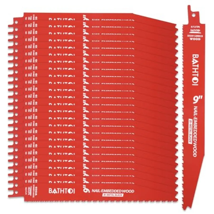 2 Pack/ Tpi Reciprocating Saw Blades for Wood and Nail-Embedded Wood Cutting Bi-Metal Sawzall Blades with 8% Cobalt for Longer
2 Pack/ Tpi Reciprocating Saw Blades for Wood and Nail-Embedded Wood Cutting Bi-Metal Sawzall Blades with 8% Cobalt for Longer
