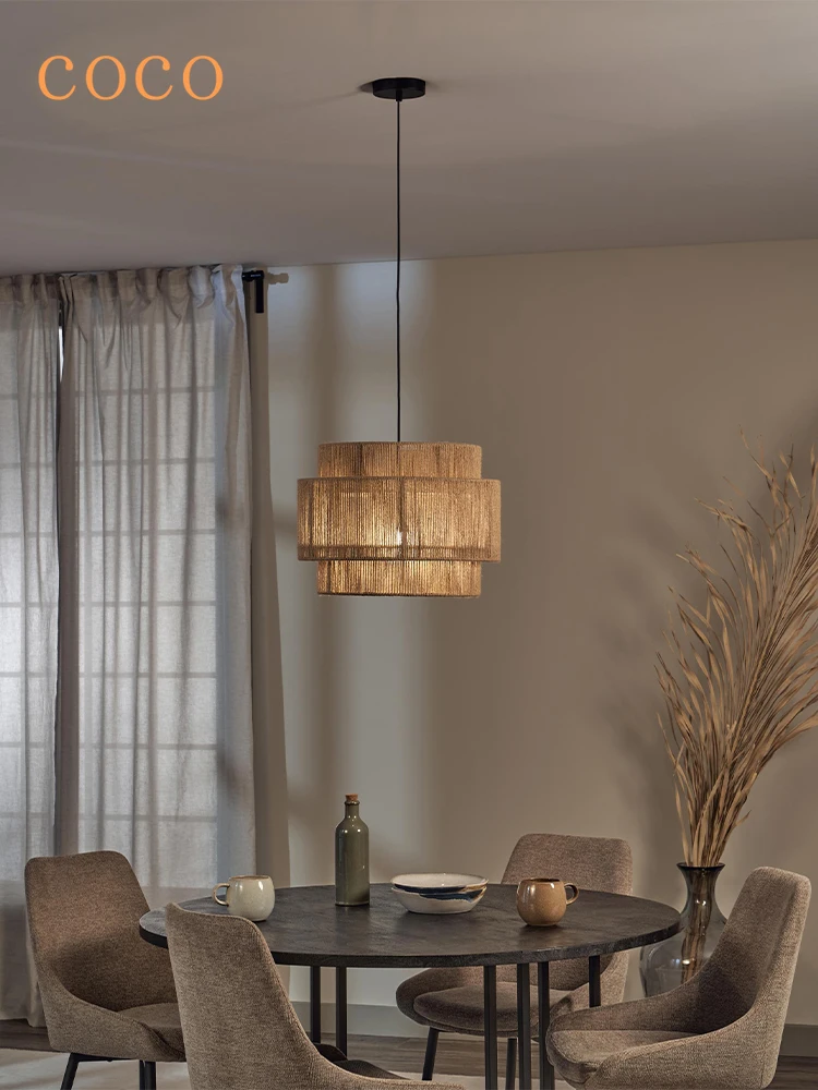 Retro Creative Hemp Rope Art LED Pendant Light For Living Dining Room Rattan Ring Brown Lamp Home Decor Restaurant Hanging Light
Retro Creative Hemp Rope Art LED Pendant Light For Living Dining Room Rattan Ring Brown Lamp Home Decor Restaurant Hanging Light