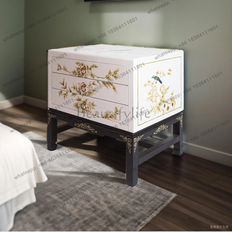New Chinese hand-painted bedside table Modern simple furniture decorative cabinet can be customized
New Chinese hand-painted bedside table Modern simple furniture decorative cabinet can be customized