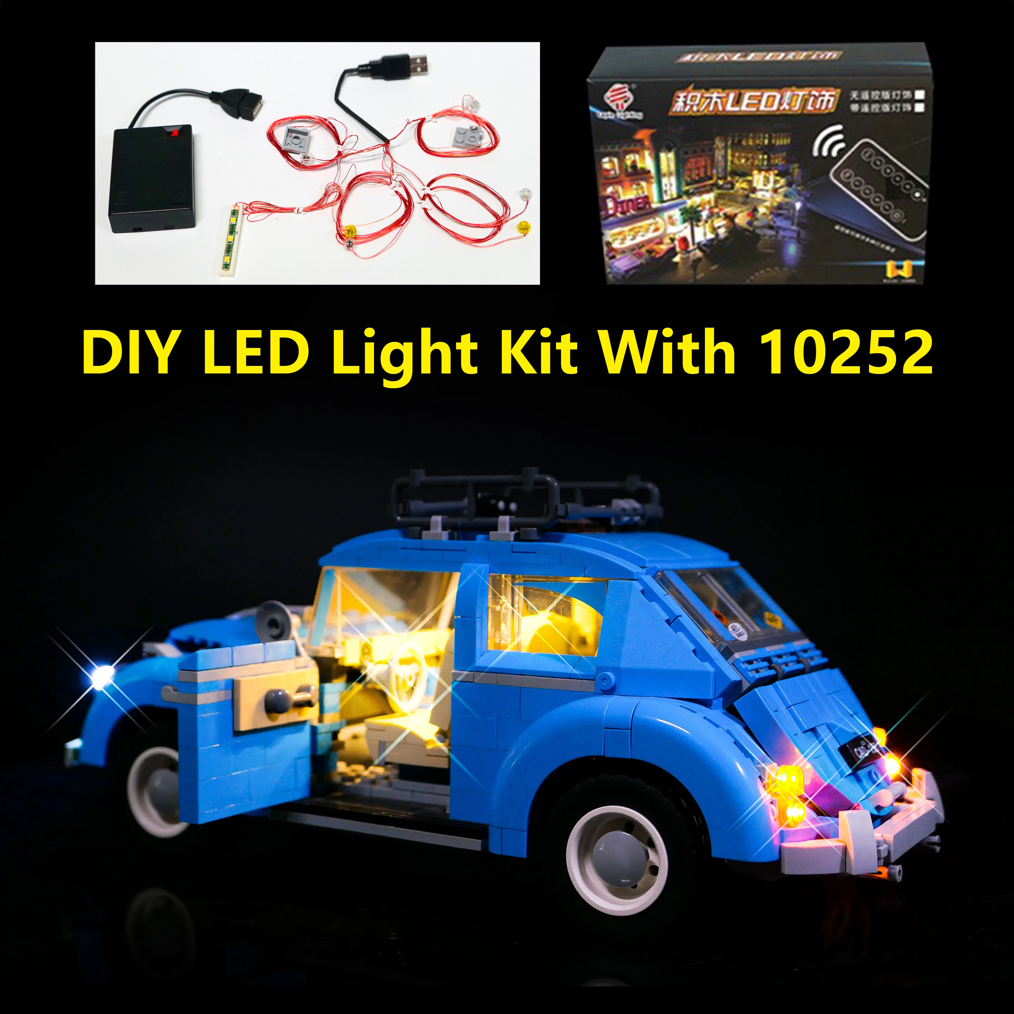 LED Lighting Set for 10252 VW Beetle Creator Series Building Blocks Model Remote Control Decorative Lights Only
LED Lighting Set for 10252 VW Beetle Creator Series Building Blocks Model Remote Control Decorative Lights Only