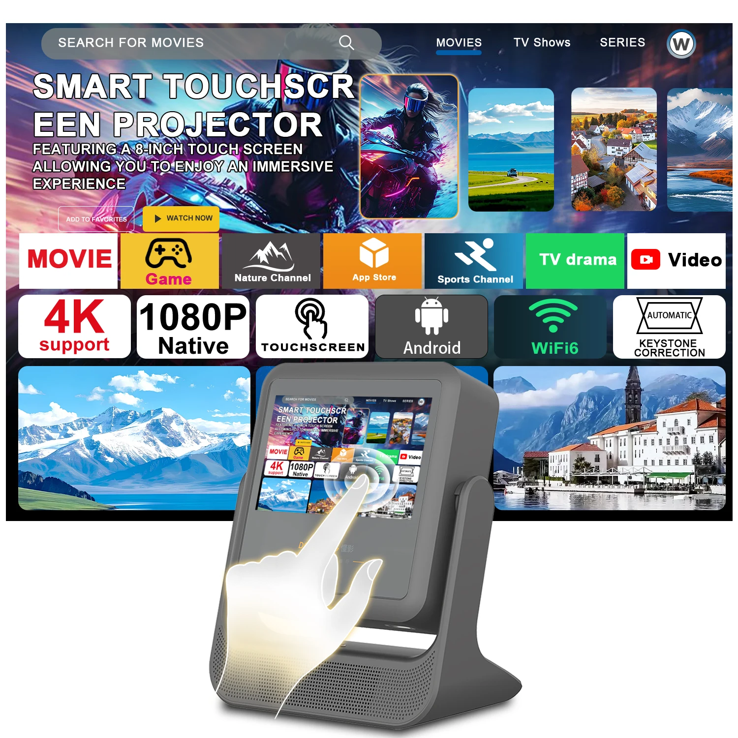7 Inch Android 12 Projector 180° Rotation Auto Focus 4K HDMI USB Bluetooth Speaker Gift Box Home Theater
7 Inch Android 12 Projector 180° Rotation Auto Focus 4K HDMI USB Bluetooth Speaker Gift Box Home Theater