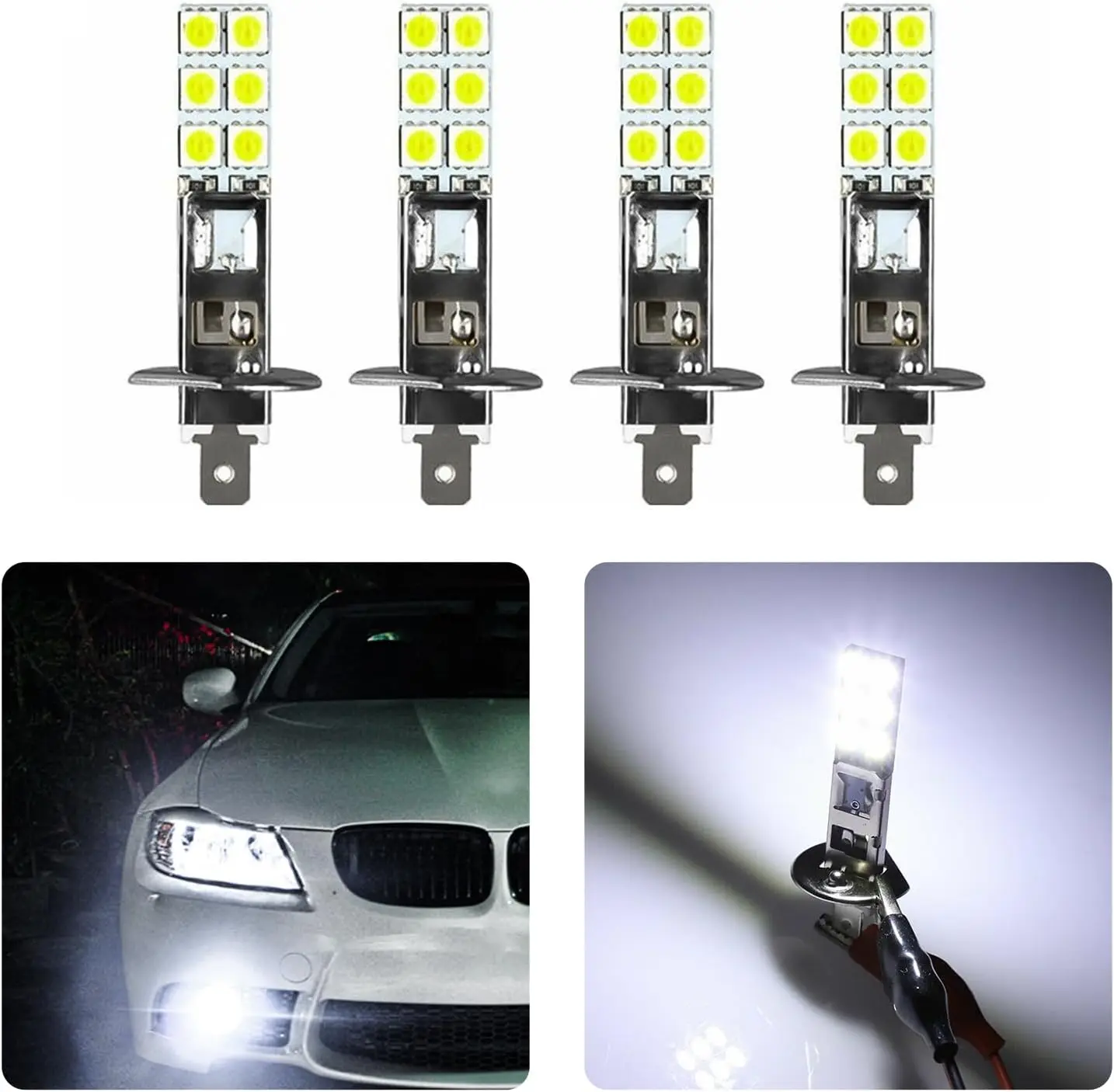 4PCS H1 Car LED Fog Light Headlight Bulbs, 12SMD-5050 Chip Waterproof Low Beam LED Lamps, 6000K Anti-fog Bright Daytime Running
4PCS H1 Car LED Fog Light Headlight Bulbs, 12SMD-5050 Chip Waterproof Low Beam LED Lamps, 6000K Anti-fog Bright Daytime Running