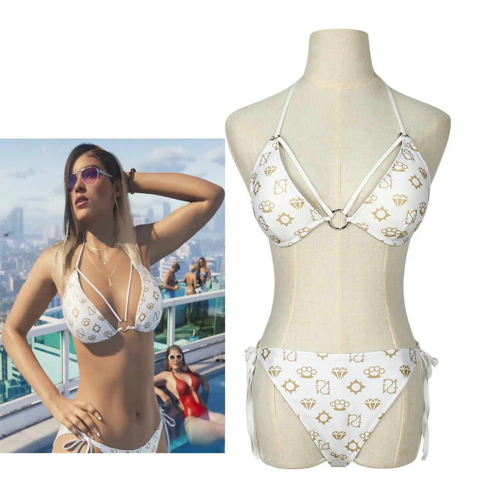 Game GTA Cosplay Swimsuit Sexy Women Halter Neck Bikinis Set Halloween Carnival Pool Party Bathing Suit Comic Con Swimwear
Game GTA Cosplay Swimsuit Sexy Women Halter Neck Bikinis Set Halloween Carnival Pool Party Bathing Suit Comic Con Swimwear