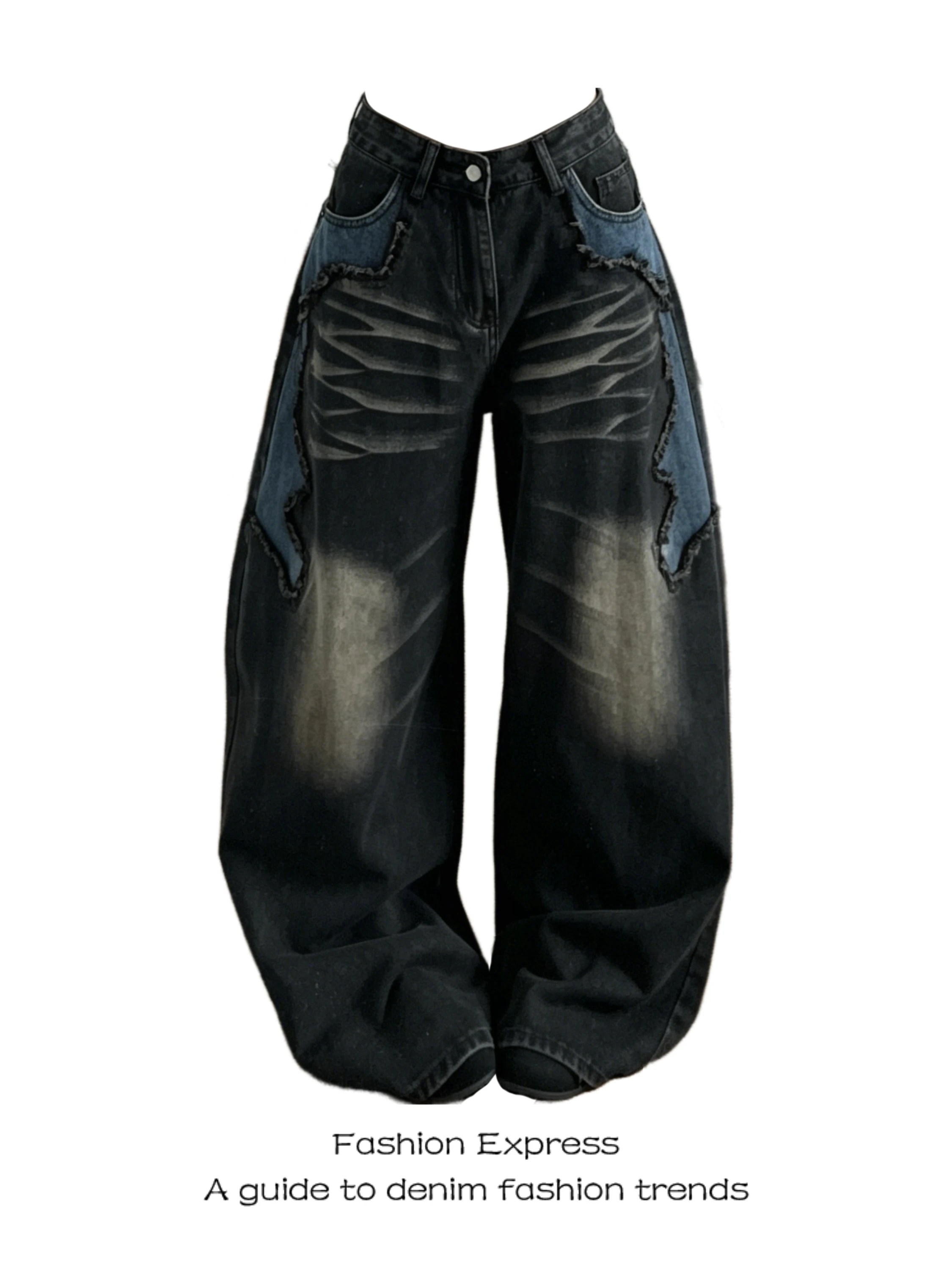 Black Wide Leg Casual Jeans Women's Summer Vintage Patchwork Design Personality High Waist Jeans Commute Style Denim Pants
Black Wide Leg Casual Jeans Women's Summer Vintage Patchwork Design Personality High Waist Jeans Commute Style Denim Pants