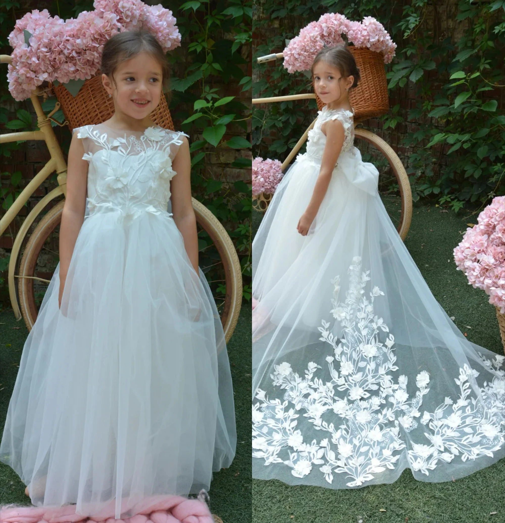 Flower Girl Dress White Lace Printing Wedding Dresses Tulle Ball Bridesmaid Puffy Skirt Laced Kids Birthday First Communion Gown
Flower Girl Dress White Lace Printing Wedding Dresses Tulle Ball Bridesmaid Puffy Skirt Laced Kids Birthday First Communion Gown
