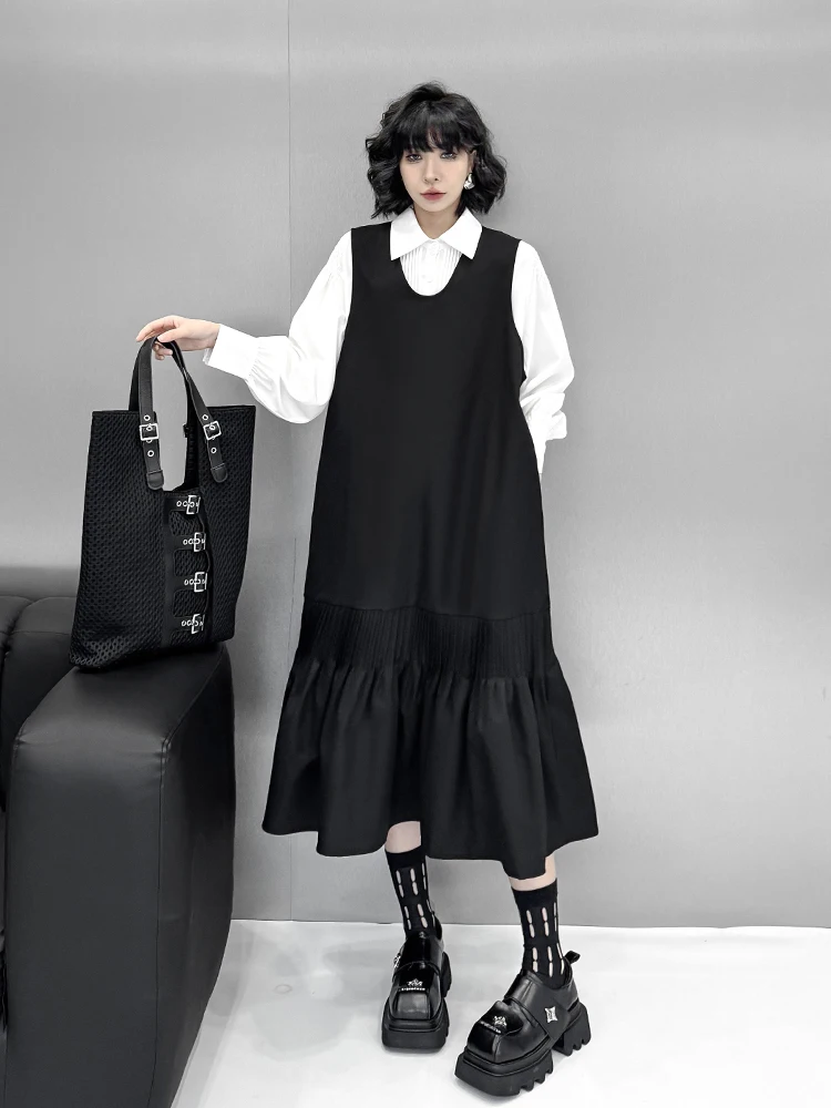 Spring 2026 Fashion Pleated Long Vest Dress Pure Color Hong Kong Style Design Slimming A-Line Dress Casual Cotton Polyester
Spring 2026 Fashion Pleated Long Vest Dress Pure Color Hong Kong Style Design Slimming A-Line Dress Casual Cotton Polyester